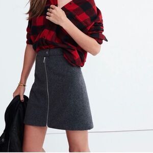 Madewell Wool ‘Studio’ Zip Front A- Line Skirt